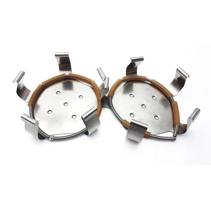 Stainless steel bicycle wheel rim protectors with brown rubberized grips and spring clamps for brunswick scientific innova incubator