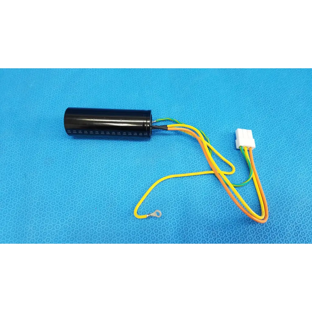 Nichicon black cylindrical power supply capacitor with yellow orange green wires for topcon fundus retinal camera