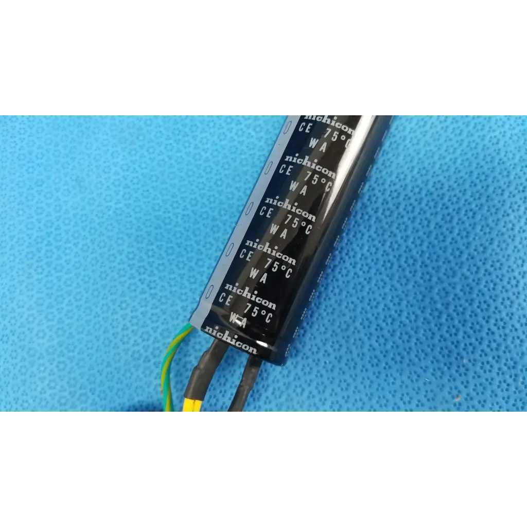 Nichicon black electrolytic power supply capacitor with silver terminals and wire harness for fundus retinal camera