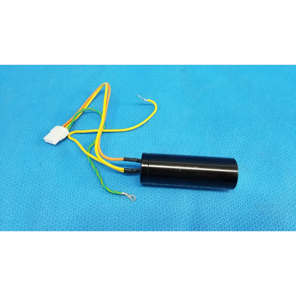 Nichicon black cylindrical power supply capacitor with yellow green orange wires for topcon fundus retinal camera