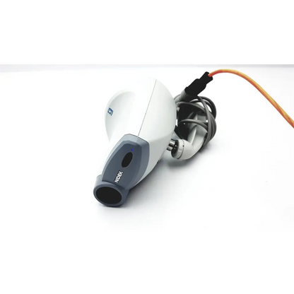 White and gray nidek cp-770 chart projector with wall mount and coiled cable for ophthalmic slit lamp use