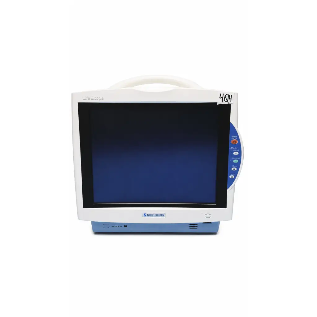 White and blue nihon kohden life scope patient monitor with bis module and handle for medical use