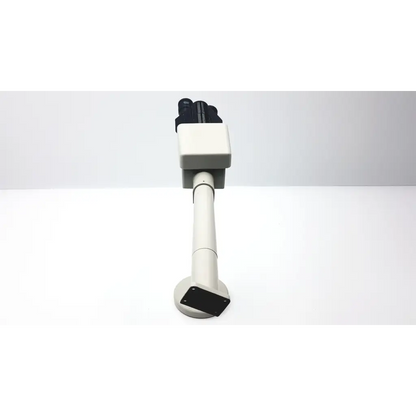 Nikon 030039 binocular microscope with off-white articulated arm mount and black camera housing for microscope ad1-25 2923sm