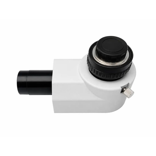 White and black nikon c-tep microscope eyepiece tube attachment with textured knob for focus adjustment