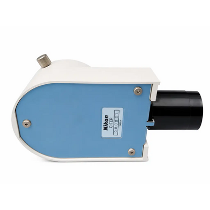 Nikon c-tep microscope eyepiece tube attachment with white light blue body black lens and silver screw caps