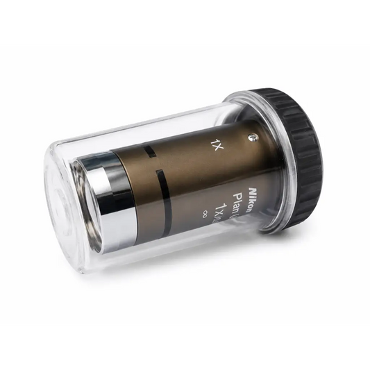 Nikon mrl00012 cfi microscope objective with metallic bronze body and clear protective casing for medical equipment use