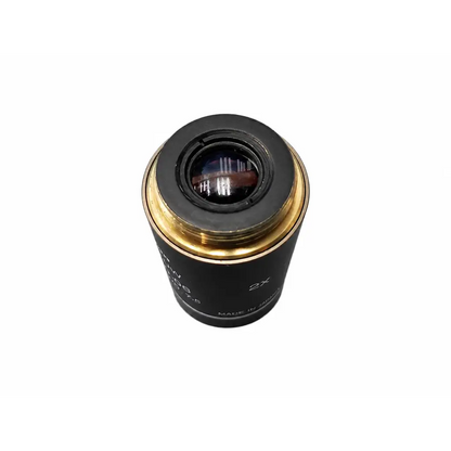 Nikon plan microscope objective 2x black and gold metal lens for medical equipment biomed certified use