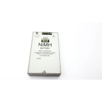Silver rectangular nimh rebuild battery 03-08-0450 with black labeling and metallic connector for reliable power