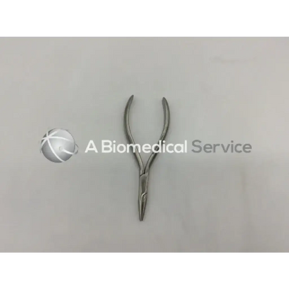 Normed 503004124 pliers flat-nosed stainless steel dental forceps with curved pointed tips and polished metallic finish