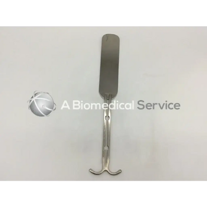 Stainless steel novo surgical 2450-34b retractor blade with flat rectangular blade and dual-hooked handle
