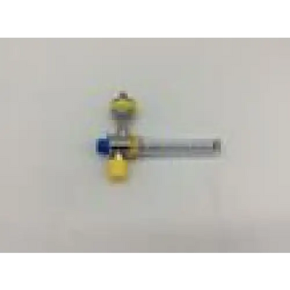 Yellow and blue ohio medical t15uax07411 air oxygen gas regulator with metallic body for pressure compensated flowmeter use