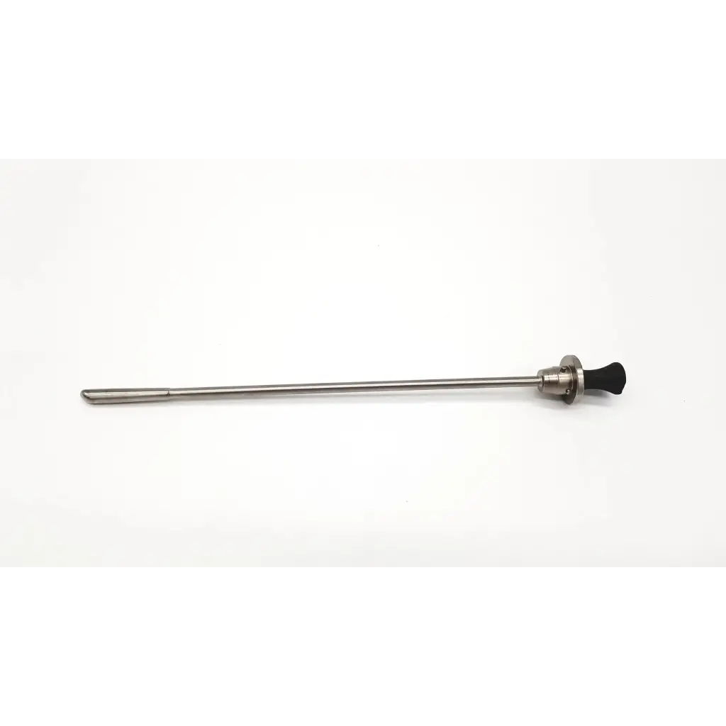 Olympus a0410 standard obturator surgical instrument with silver metallic shaft and black rubberized handle for medical use