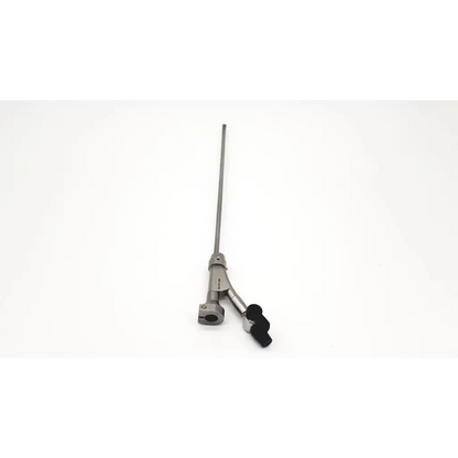 Silver surgical instrument with dual-ended black grips and slender shaft for olympus a20975a urethroscope bridge use