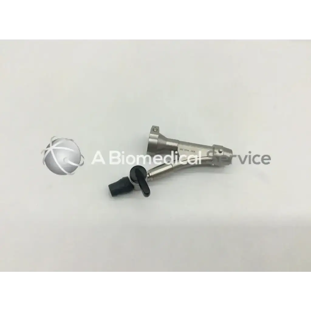 Silver surgical instrument with black plastic handle and cap for olympus a20976a single bridge product use