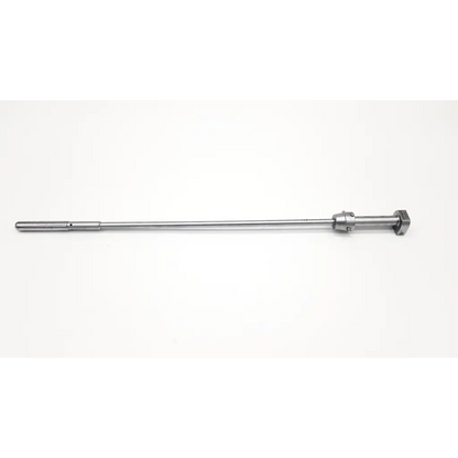 Silver metallic surgical instrument with slender cylindrical shaft and threaded ends for olympus a2131 visual obturator