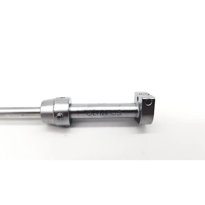 Silver metallic olympus a2131 visual obturator cylindrical mechanical component with threaded rod and flanged ends