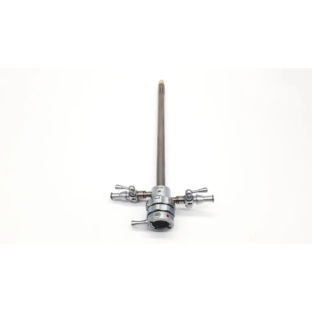 Silver surgical retractor with three adjustable arms and central handle for olympus a2181 27fr resectoscope urology use