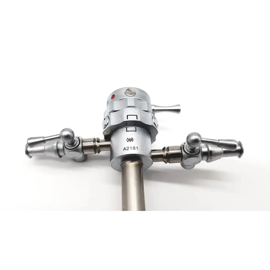 Silver olympus a2181 27fr resectoscope with three articulated arms and engraved markings for urology use
