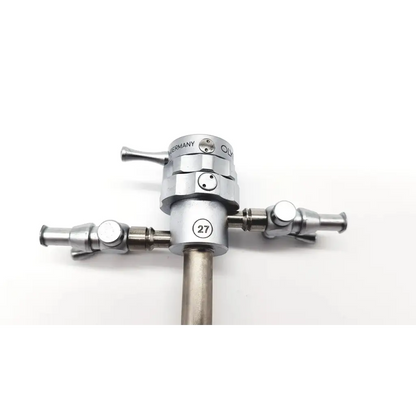 Silver olympus a2181 27fr resectoscope with central shaft and three precision valve arms for urology procedures