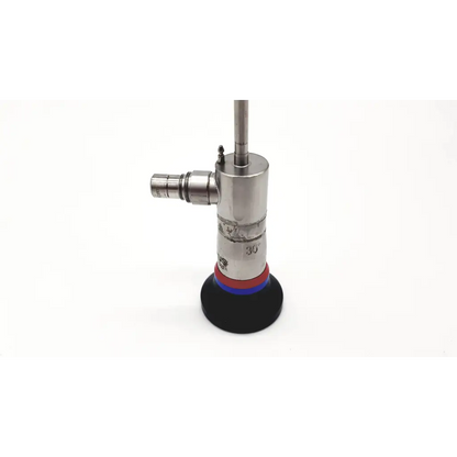 Silver olympus a22002a 4mm autoclavable cystoscope with black base and red blue sealing rings for surgical use