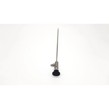 Silver surgical endoscope with black ergonomic handle and blue accent ring for olympus a22003a 4mm 70° autoclave