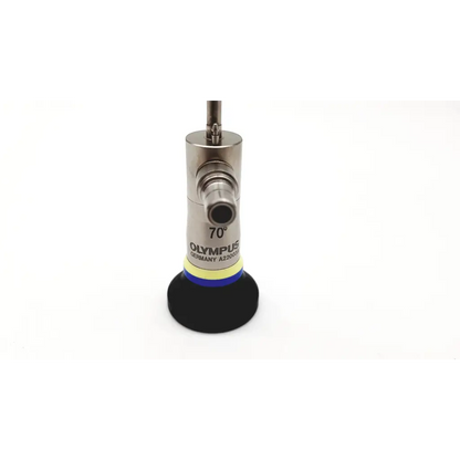 Olympus a22003a 4mm 70° surgical endoscope adapter with metallic body and black rubber base for autoclave use