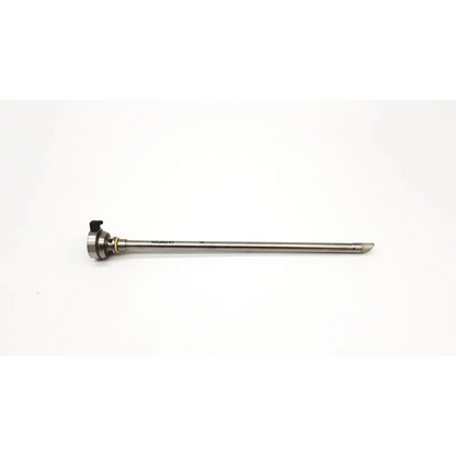 Silver olympus a22040a 24mm hysteroscopic resection instrument inner sheath with black knob and metallic shaft