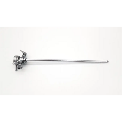 A sleek metallic surgical instrument with a slender shaft and mechanical head featuring adjustment knobs olympus a2211 17fr sheath