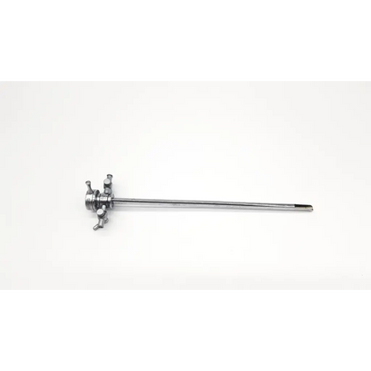 Shiny chrome olympus a2213 21fr cysto sheath with obturator featuring a long slender shaft and multiple adjustment knobs