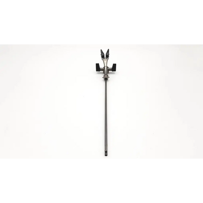 Silver surgical retractor with black rubberized handles and metallic shaft in olympus a2972 dual channel deflector model