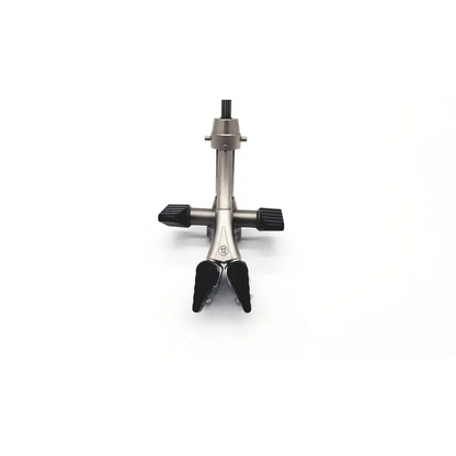 Silver metal drum stand with black rubber feet and adjustable clamp for olympus a2972 dual channel deflector