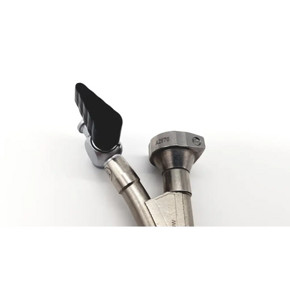 Silver metallic gas hose with black ergonomic handle and threaded fittings for olympus a2976 single channel cystoscope bridge