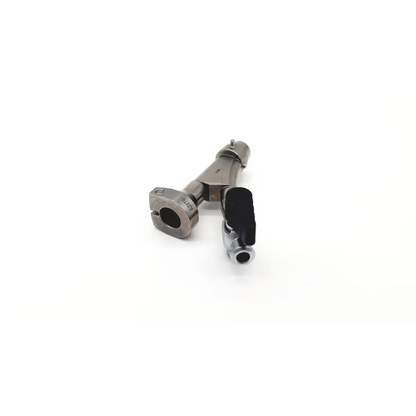 Silver metallic olympus a2976 single channel cystoscope bridge with black rubberized grip and engraved markings