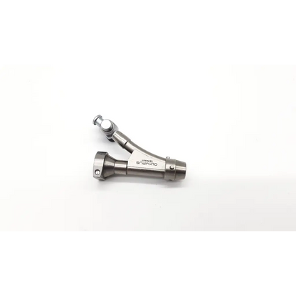 Silver metallic olympus a2976 single channel cystoscope bridge with sleek angular fiber optic connector and engraved branding