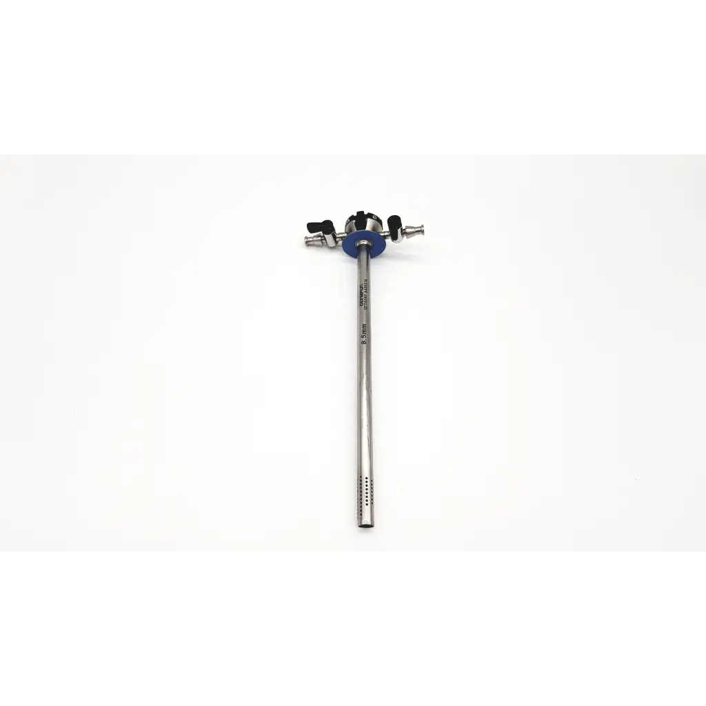 Stainless steel outer sheath with blue circular component and black handles for olympus a42021a resectoscope urology