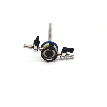 Silver-colored outer sheath with black handles and blue-yellow component for Olympus A42021A resectoscope urology use