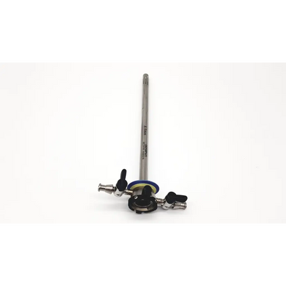 Silver outer sheath with black and blue accents and control knobs for resectoscope urology olympus a42021a