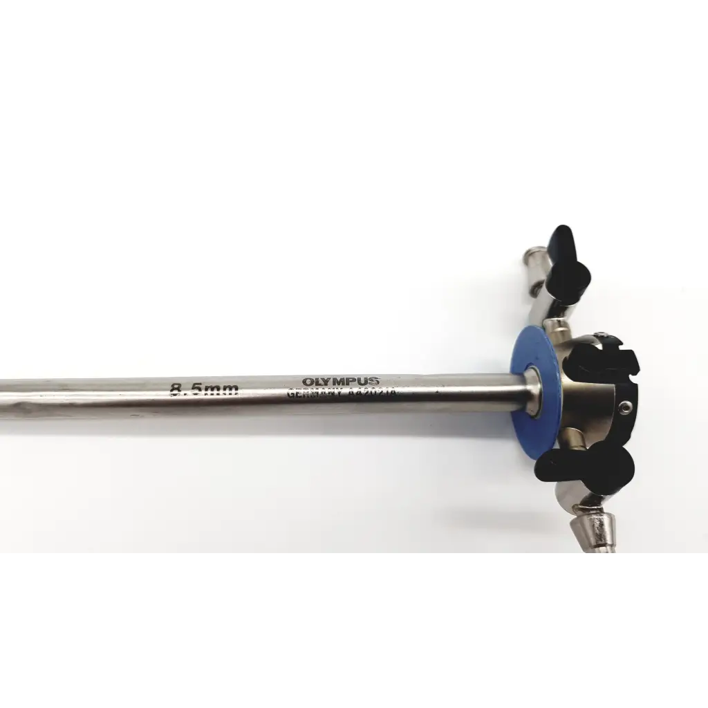 Silver olympus a42021a 8.5mm outer sheath with black and blue components for resectoscope urology use