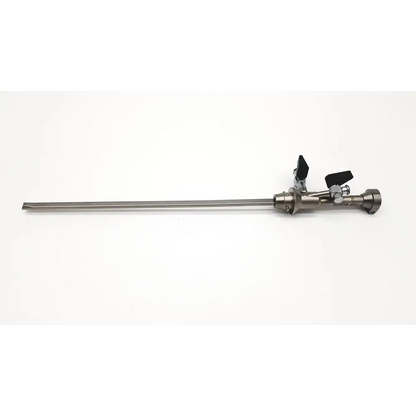 Silver olympus a4764 hysteroscopy sheath 7fr with black ergonomic handles and metallic joints for urology use