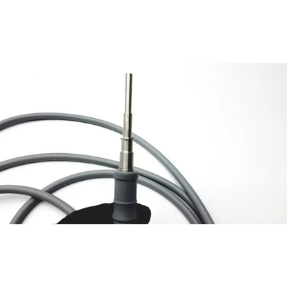 Gray coiled olympus autoclavable fiber optic light cable with metallic probe designed for medical use