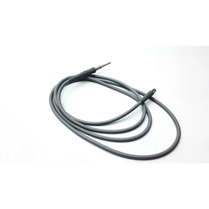 Gray olympus autoclavable fiber optic light cable with black insulated connectors and metallic tips for medical use