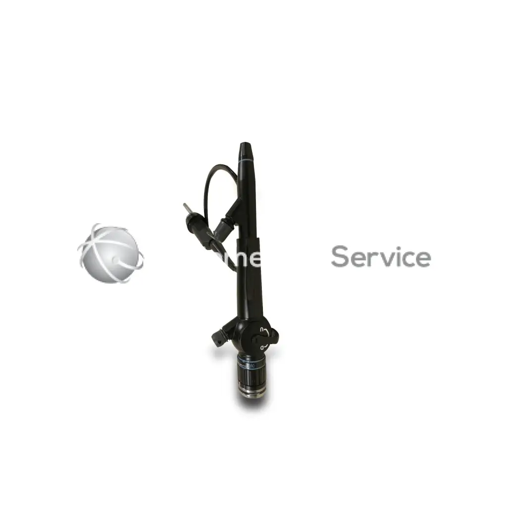 Black olympus bf-3c30 medical endoscope with flexible tube articulated joints and attached cables for biomedical service