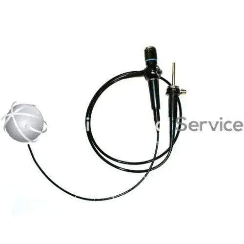 Black flexible endoscope olympus bf-p10 bf-p20 bf-p30 bf-p40 with silver spherical balloon tip and control handle assembly