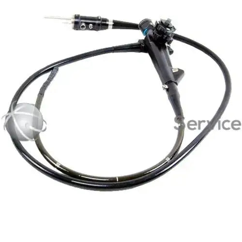 Black flexible endoscope olympus cf-p10s cf-p20s with metallic tip and control knobs for medical use