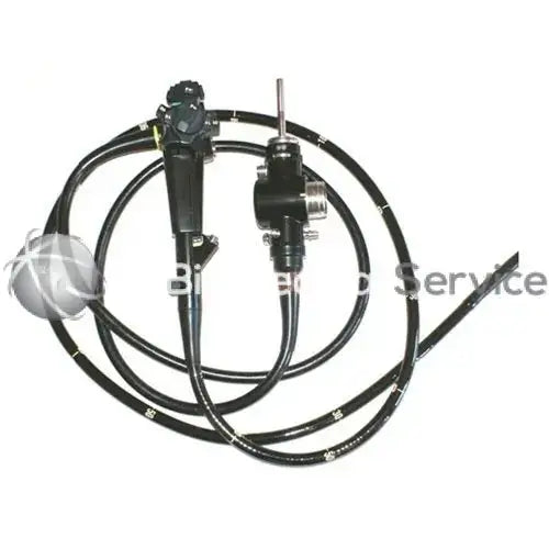 Black Olympus CF-Q160L flexible endoscope with control handle, articulated joint, and metallic distal connectors