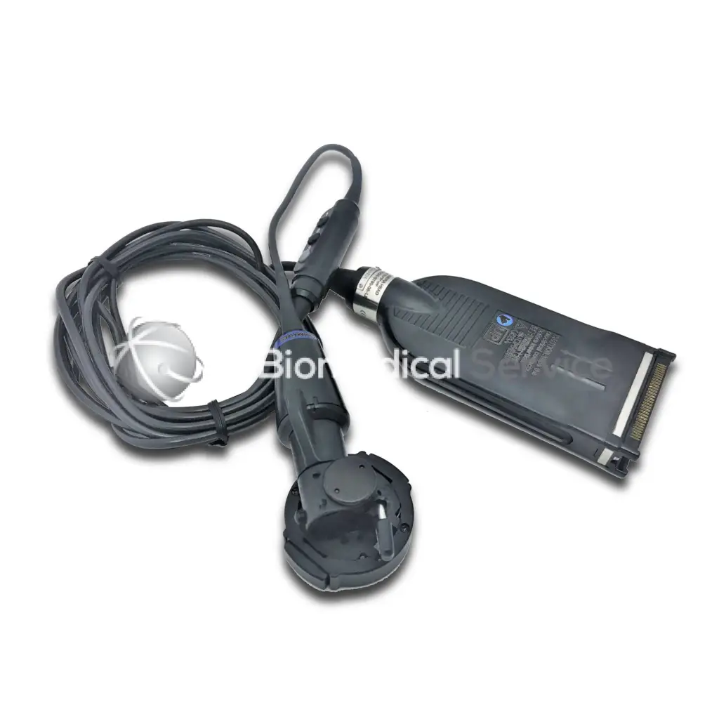 Black medical endoscope with coiled cable and silver spherical component for Olympus HD urology camera head use