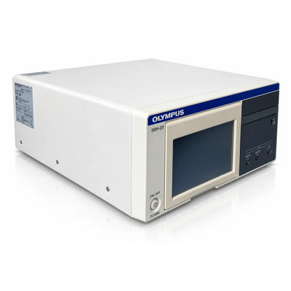 White olympus imh-20 image management hub medical video recorder with blue beige panel screen and control buttons