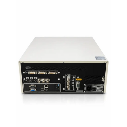 White and black rear panel of olympus imh-20 image management hub with dvi vga ethernet usb and audio ports for medical video recording