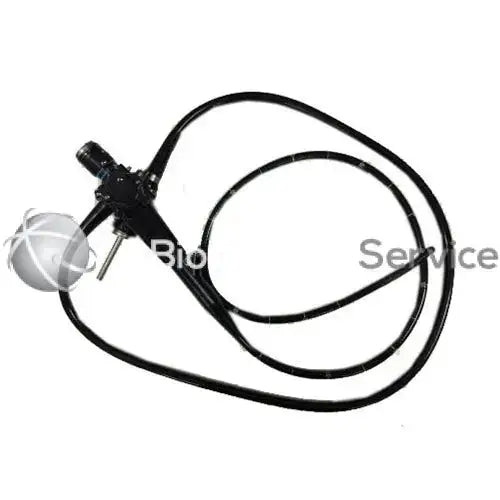 Black flexible endoscope olympus jf-20 with metallic control head and coiled tubing for biomedical service use