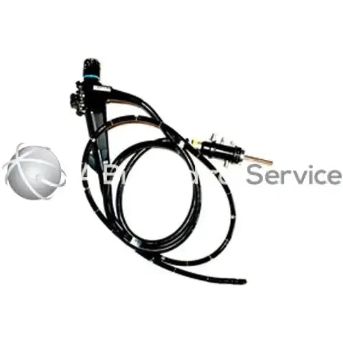 Black flexible Olympus JF-IT10/JF-1T20/JF-1T30 endoscope with coiled cable and metallic tip for medical use
